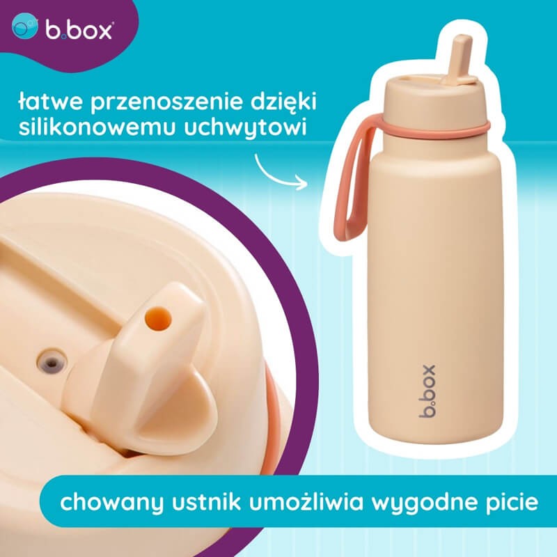 Butelka termiczna ze składanym ustnikiem, termos ze stali nierdzewnej - Melon Mist, 1l / b.box