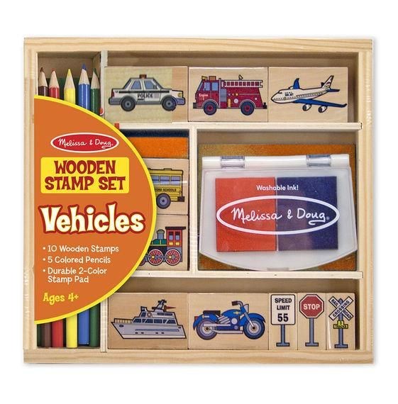Melissa and Doug, Drewniane Stempelki Samochody