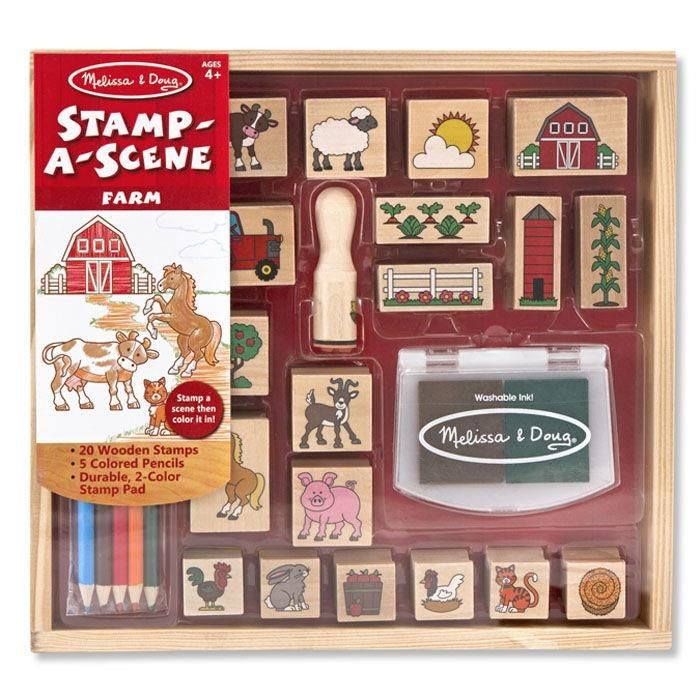 Melissa and Doug, Drewniane Stempelki Farma