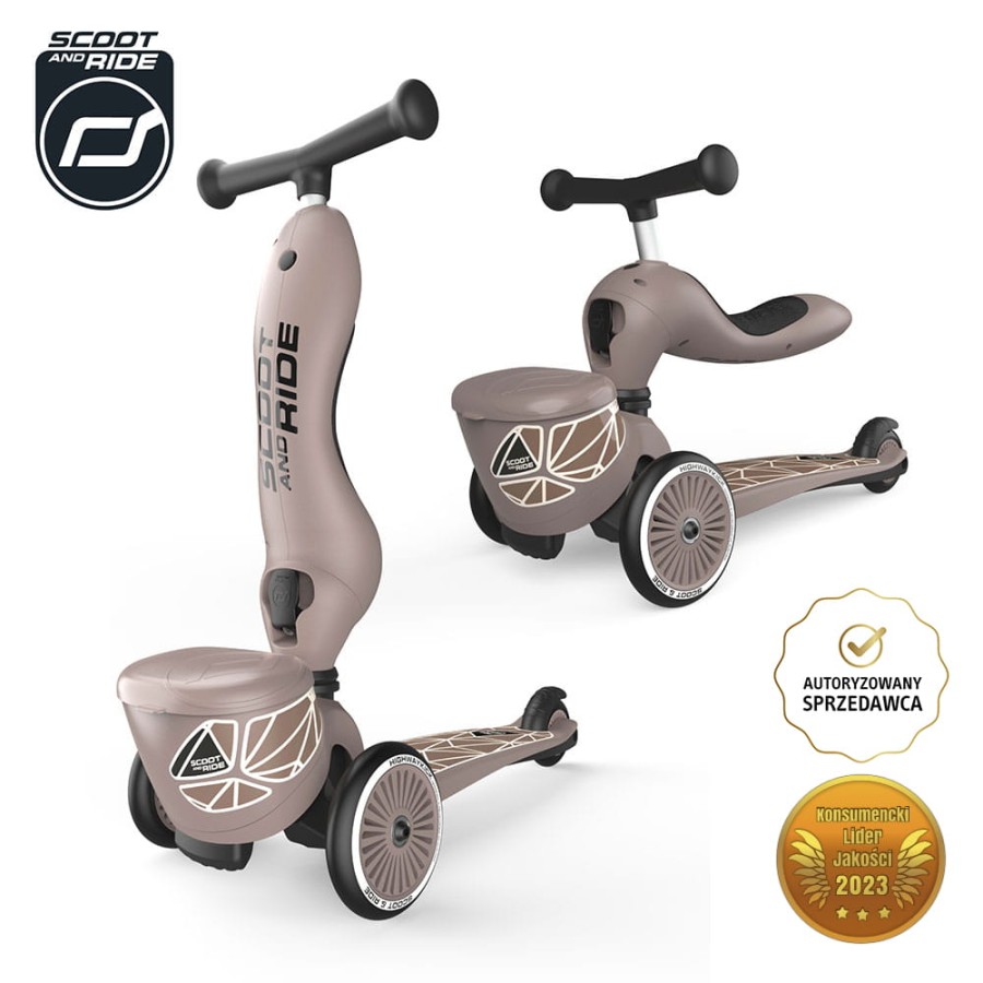 Highwaykick 1 Lifestyle 2w1 Jeździk i hulajnoga z zamykanym schowkiem 1-5 lat Brown Lines / Scootandride