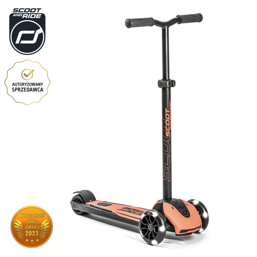 Highwaykick 5 LED Hulajnoga trójkołowa balansowa ze świecącymi kółkami 5+ Peach / Scootandride