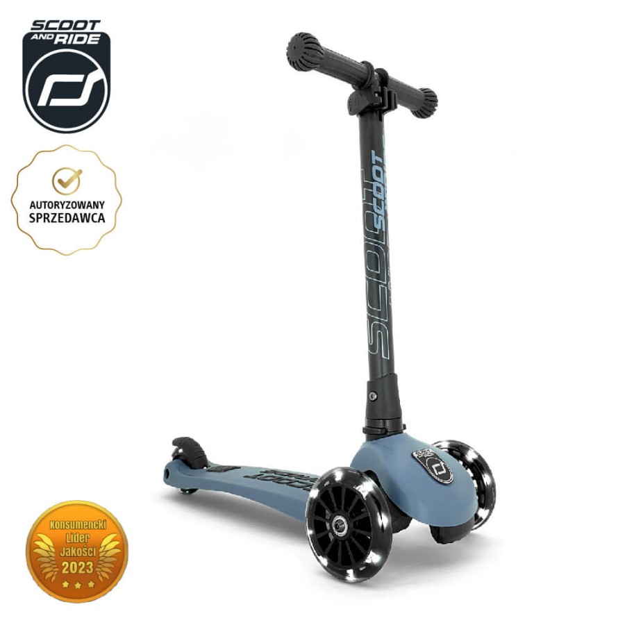 Highwaykick 3 LED Hulajnoga składana ze świecącymi kółkami 3+ Steel / Scootandride