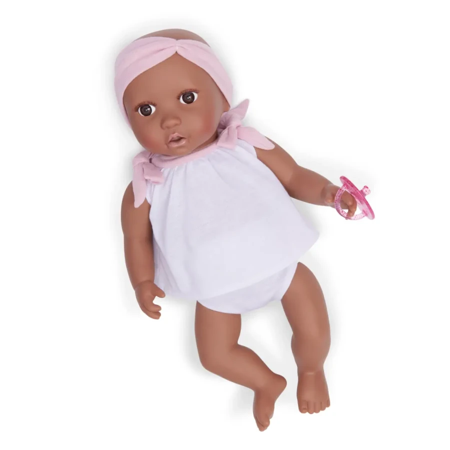 Lalka niemowlę ze smoczkiem, w dwuczęściowym ubranku i opasce, afrykanka / LullaBaby