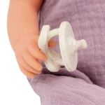 Lalka niemowlę ze smoczkiem, w muślinowym ubranku i opasce, dwubarwne tęczówki / LullaBaby