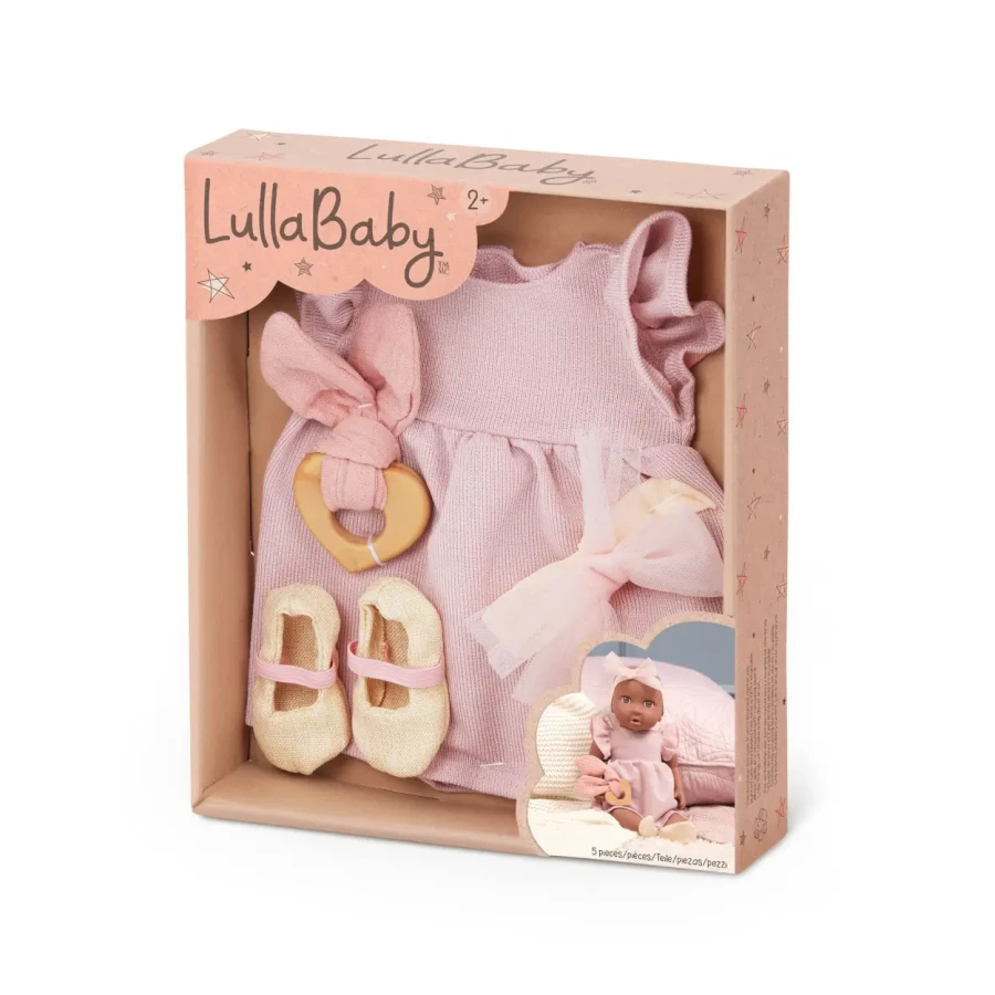 Zestaw ubranek dla lalki niemowlęcia, stylizacja z sukienką / LullaBaby
