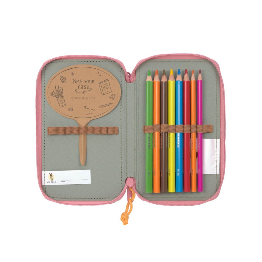Potrójny piórnik – etui z wyposażeniem Unique, pink / Lassig