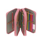 Potrójny piórnik – etui z wyposażeniem Unique, pink / Lassig