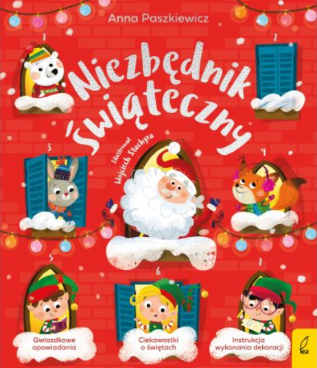 Niezbędnik świąteczny - czerwona okładka z Mikołajem i zwierzętami pomocnikami