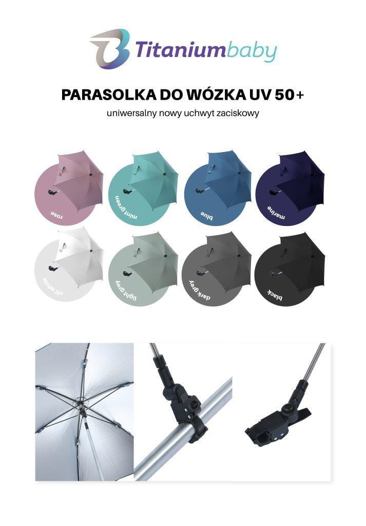Różne kolory parasoli i mechanizmy w nich zastosowane