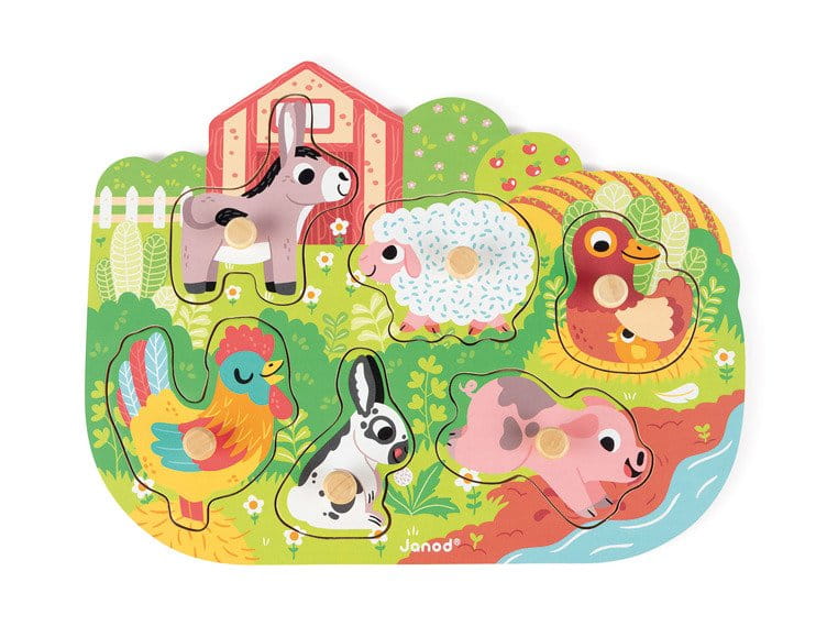 Puzzle drewniane z różnymi zwierzakami, m.in. owieczką