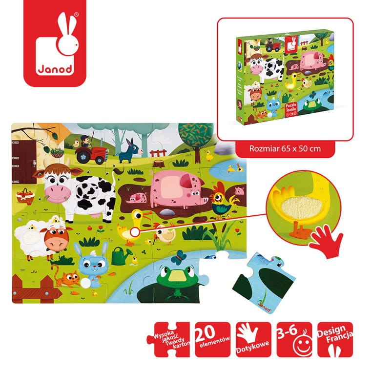 Puzzle sensoryczne ze zwierzakami na farmie