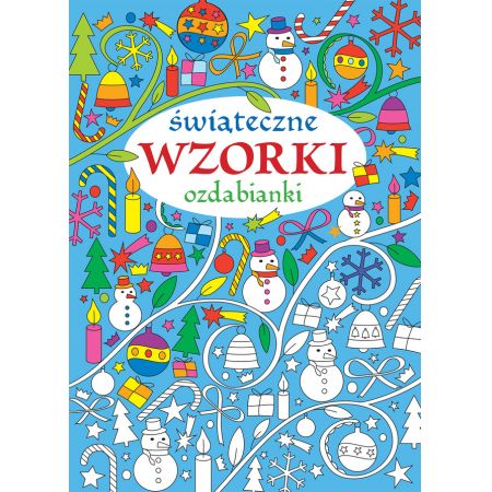 Książka z niebieską okładką z bałwankami i nie tylko